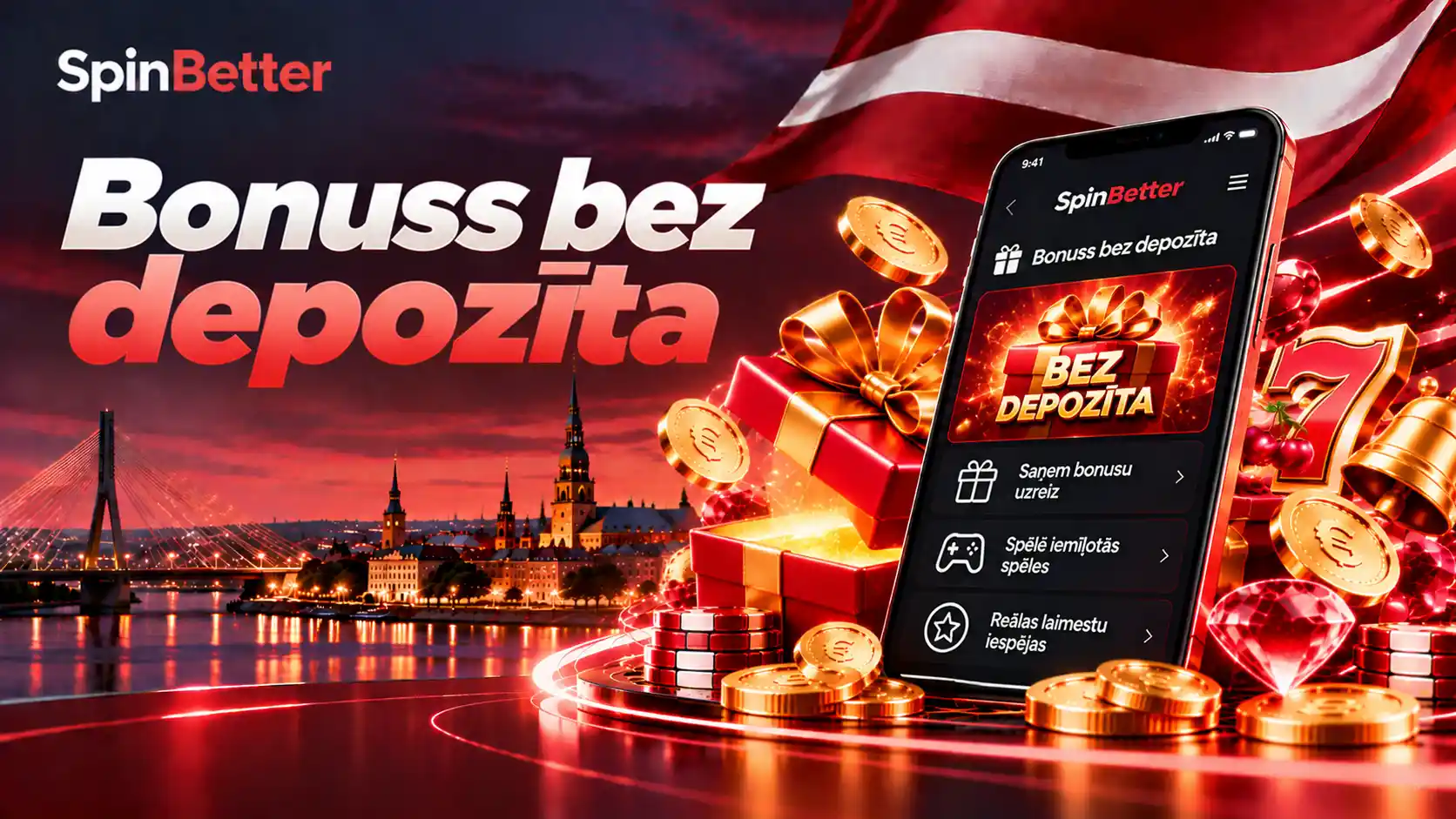 SpinBetter casino no deposit bonus: bonuss bez depozīta mobilajā lietotnē